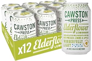Cawston Press Sparkling Elderflower Lemonade Blended with Sparkling Water and Pressed Apple (330ml x 12 cans) | Gluten Free - Vegan - No Added Sugar