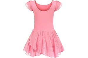 trudge Filles Ballet vêtements Robe de Ballet Enfants Manches Courtes Coton Ballet Justaucorps Ballet Costume Robe de Danse Corps de Danse avec Jupe Tutu