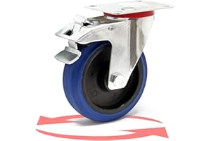 Wiltec Ruota piroettante con Freno 125mm Max 200 kg con Piastra di Montaggio, per carrelli, mobili