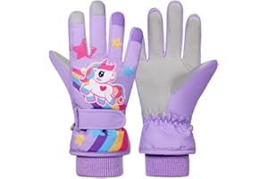 TOKYMOON Kinder Skihandschuhe Snowboard Handschuhe Schneehandschuhe wasserdichte Und Winddichte Winter Handschuhe Anti-Rutsch Plüsch Gefüttert Warm Handschuhe für Mädchen Jungen