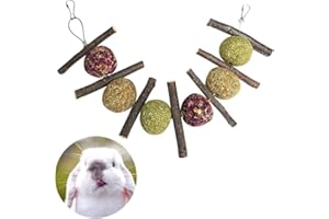 Barley Ears Juguete Masticable para los Molares para Conejito, Hámster, Cobayas, Chinchilla, Conejillo de Indias, Natural Palitos de Madera de Manzano, Bola de Flor de Rosa