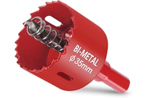 flintronic Zestaw otwornic, otwornica 35 mm, bimetal, 1 wiertło, 1 sprężyna mechaniczna, 1 klucz sześciokątny, otwornica do aluminium, drewna, płyty PCW i płyty z tworzywa sztucznego gwint 1/4