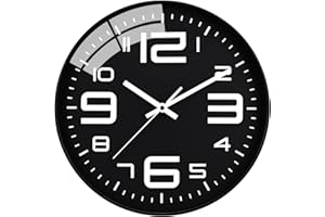 Plumeet Orologio Silenzioso, Orologio al Quarzo AntiGraffio da 30cm, Alimentato a Batteria, Design Moderno Adatto per Decorare la Scuola di Home Office (Nero)
