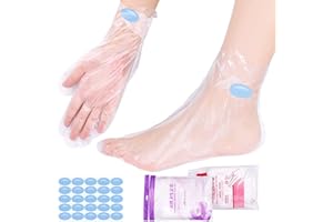 SelfTek 200Pcs Paraffin Wax Bath Liners Disposable Plastic Hand and Foot Bags for Pedicure Hot Spa Wax Treatment Thermal Paraffin Wax Therapy with 200 Stickers for Snug Closure