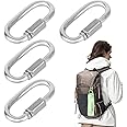 Quick Link 4 Pcs Locking Carabiner Small Carabiner Clips Heavy Duty M4 Screw Stainless Steel D Clips Climbing Carabiner Metal Clips Heavy Duty for Outdoor Camping Climbing Hiking