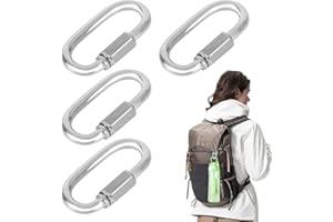 TYVOM Quick Link 4 Pcs Locking Carabiner Small Clips Heavy Duty M4 Screw Stainless Steel D Clips for Outdoor Camping Climbing Hiking