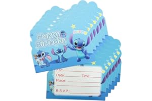 SFODTN Stiitch Birthday Card Invitations,30PCS Stiitch Kids' Party Invitations Birthday Invites Kids Theme Party Invitations Birthday Cards Birthday Party Supplies for Children's Birthday Party