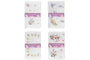 OnlyBee Ladies 5/10/20 Pack 27cm Square Handkerchiefs Floral Print Cotton Blend
