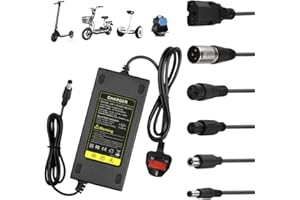 KUWUNG 24V 5A Scooter Charger, 3 Pin Male XLR Connector Battery Charger for Electric Wheelchair, Mobility Scooter, Motorcycle, EBike, Lawn Mower, Pride Mobility, Jazzy Power Chair (6 Plug Shapes)
