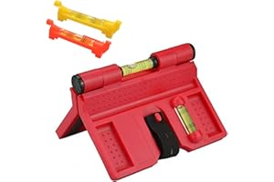 Pfostenwasserwaage Wasserwaage,Guador Magnetische Wasserwaage ABS Einstellbare Winkelwasserwaage Pfosten-Winkel-Wasserwaage 188 mm x 134 mm für Rohrinstallation Bild hängen Montagehilfe (rot)