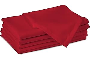 ‎ENCASA Encasa XO Baumwollstoffservietten | 6er-Set | Größe 43x43 cm | Tiefrot Volltonfarbe | Waschmaschinenfest