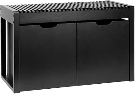 Bambus Holz Bank mit Körben auf Rollen Sitzbank Flurbank Schuhbank