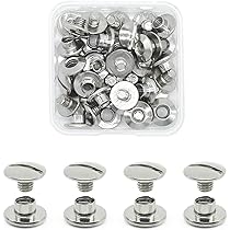 CANGCANG 100 Sets Chicago Bindschroeven Diverse Kit 4/6/8/10/12mm Ronde Kruiskop Chicago Schroeven Kit Metalen Schroef Nail Klinknagel Chicago Knop voor DIY Lederen Boekbinden Riem Decoratie