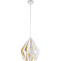 EGLO Pendelleuchte Carlton-P – Vintage Design, Pastell Apricot, 1 Flammig, E27, Bis 150 Cm Verstellbar