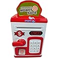 MM TOYS ATM Money Saving Box with Fingerprint Sensing and Lock, Light & Music, Coin and Paper Money Deposit | Piggy Bank for Kids | Money Bank for 3 to 10 Year - Color As Per Availability, Red