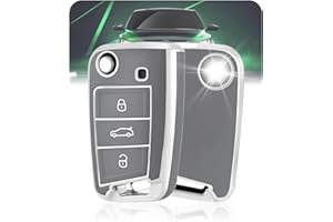 LELNOOS Autoschlüssel Hülle, Silikon Schlüsselhülle Schutz Schlüsselcover für VW Volkswagen Golf 7 MK7 Polo Tiguan T-ROC T-Cross Taigo Touran Seat Leon Ibiza Ateca Arona Skoda Fabia Octavia Kamiq
