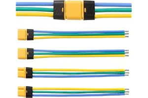YIXISI 2 Paires MR30 Batterie Connecteur, MR30 Connecteur Mâle Femelle avec Connecteur de Boîtier de Gaine, avec Fil de Silicium de 100 mm 18AWG, pour Batterie RC Lipo