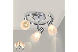 Unikcst LED Ceiling Light Rotatable 3 Way Spotlights Brushed Chrome Spot Lights Fitting E14 240V for Kitchen Living Room, Incl. 3X 4W Bulbs Warm White