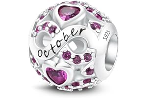 LONGLUCK 925 Sterling Silver Birthstone, Charms Fits Charms Pulseras para Mujer, con Cubic Zirconia Dangle Pendant Bead, Cumpleaños para el Día de San Valentín Día de la Madre de Regalo