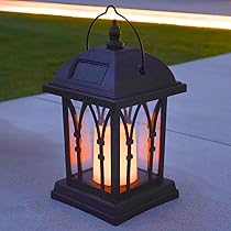 Festive Lights - 27cm Realistic Solar Power Candle Lantern – Black