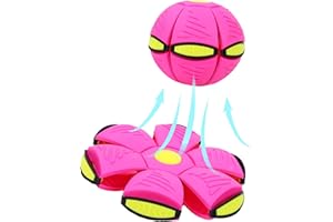 FUNLOV Kid Toys Flying Saucer Ball, Kid Magic Deformation UFO Toy for Outdoor Sports & Trainingm, Strong Elasticity & High Jump, Durable for Kid 's Play Flying (Pink, Without light)