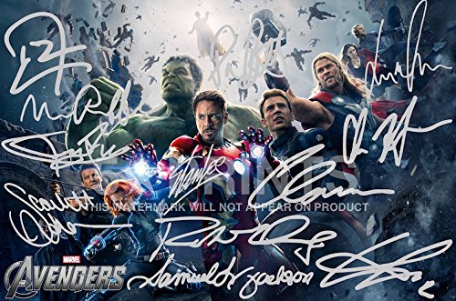 Avengers firmaron PP x11 RDJ, Stan Lee, Joss Whedon, Mark Ruffalo, Tom Hiddleston, Scarlett Johansson, Samuel L Jackson, Chris Hemsworth, Chris Evans, Clark Gregg, Jeremy Renner 12x8 pulgadas Foto del cartel
