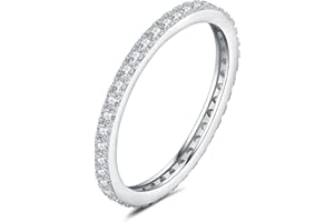 JewelryPalace Anello Half Eternity Donna Argento con Cubica Zirconia, Anelli Donna 925 con 6 Pietre a Taglio Rotondo, Fede Nuziale in Tre Ori Anello Eternity Matrimonio Argento Set Gioielli