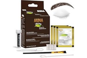 MINAIBROW MINA ibrow Henna - Kit de tinte semipermanente con pincel para tintado y coloración profesional, cubre el cabello gris, se mantiene hasta 6 semanas (30 aplicaciones) (marrón oscuro)