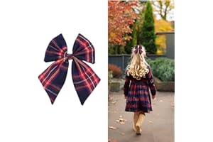 BOTTEGA DELLA PRINCIPESSA Barrette pour cheveux fille, motif tartan écossais, avec pince crocodile, étui organza inclus (Bleu et rouge)