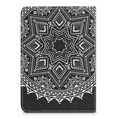kwmobile Hülle für Tolino Shine 2 HD – Flipcover Case eReader Schutzhülle – Bookstyle Klapphülle Sonne Aztec Design Weiß Schwarz - 3