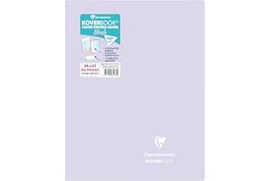 Clairefontaine 981475C Un Cahier Agrafé Koverbook Blush Lilas - 24x32 cm - 96 Pages Grands Carreaux - Papier Blanc 90 g - Couverture Polypro Opaque