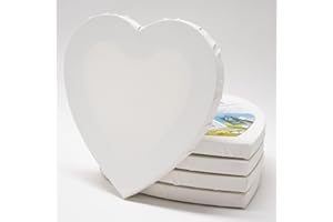 M MERCEO 5er-Set Leinwand Canvas zum Bemalen in Herz-Form, 20x20cm. Leere, weiße Leinwand aus 100% Baumwolle ist umlaufend aufgespannt auf 16mm FSC® MDF-Rahmen, 280g/m², 2-fach weiß grundiert