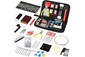 Hsthe Sea 72 pièces Kit d'outils de Guitare Outil de réparation Kit d'outils d'entretien pour Guitare électrique Basse pour Guitares électriques Basses etc.