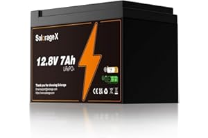 Solorage X 12V 7Ah Lifepo4 Battery, 3000+ Deep Cycle Battery for UPS Integrated BMS, for Solar Power, Lighting, Power Wheel (12V7A-NEW)
