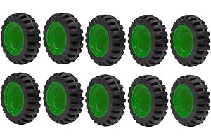 Electronic Spices 40mm x 12mm Green Robotics Toy Smart Car Wheel | Durable Plastic Tyre with Grip Pack of 10 Pcs