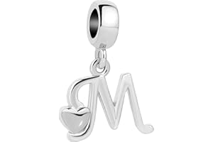 KunBead Jewelry Letter Charms Initial Dangle Alphabet Love Heart Beads for Charm Bracelets for Women
