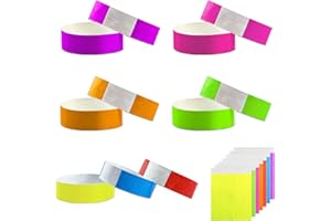 GRANTOP 150 pezzi braccialetti carta eventi, 7 colori segnapagina plastificati, 19×250 mm Braccialetti di Identificazione per Eventi Per concerti e feste