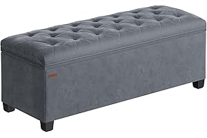 SONGMICS Storage Ottoman Bench, Ottoman Foot Rest with Legs, 40 x 110 x 40 cm, End of Bed Bench, Storage Chest, Load up to 300 kg, for Living Room, Bedroom, Entryway, Slate Grey LSF089G03