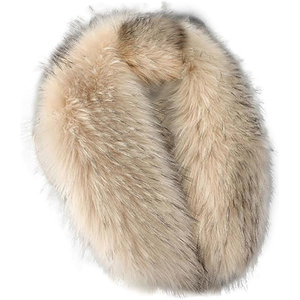 BYNYXI Pelzkragen Damen Schal, 60cm Kunstfell Fellkragen Für Kapuze Warmer Pelzschal Waschbär Pelzkragen Wie Echt Fell Kragen Fuchs Pelz Schal Für Kapuze Wintermantel Jacke Kragen Kapuze Pelzschal