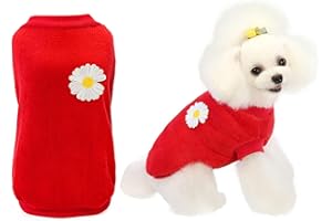 IZEFIA Hundepullover Hundekleidung Fleece Hund Wollpullover Winter Warmes Sweatshirt Blume Pyjama Fleecepullover für Kleine Hunde Mittlerer Hund Katze