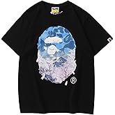 24ss Pair Casual Top BAP Ape Head Spring Summer Blue Orange Twilight Gradient Tie Dye T-Shirt