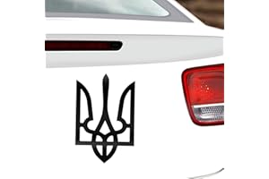 Leniutor Lot de 2 autocollants en vinyle pour armoiries de l'Ukraine Tryzub - Motif trident ukrainien - Pour voiture - Noir
