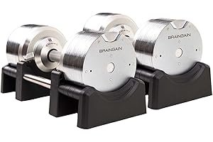 BRAINGAIN Verstellbare Hanteln - 23.5kg, 32.5kg, 41.5kg - Chrom/Schwarz - Vielseitige Heimfitness-Gewichte für Krafttraining