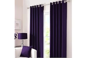 Kinfolk Textile Blackout Thermal Eyelet Ring Top Insulated Pair of Curtains Including 2 Tiebacks (Aubergine, 66" x 72")