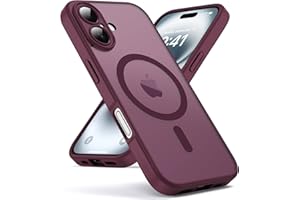 Oududianzi - Cover per iPhone 16 Compatibile con MagSafe, Custodia Traslucida Posteriore PC Silicone TPU Bumper, Protezione Della Fotocamera, Cover Militare Antiurto Anti-Impronte - Bordeaux