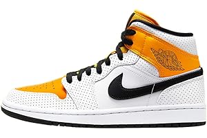 Nike Women's WMNS AIR Jordan 1 MID Basketball Shoe, White Black Univ Gold, 4 UK