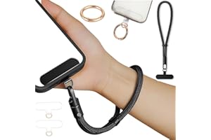 CASECOND Handykette Handyanhänger Handyband Handy kette Lanyard Verstellbarer Handgelenkband mit 3 Patch Universal für alle Handytaschen iPhone 16 Pro Max Anhänger für Schlüsselbund USB-Stick Geldbörse Schwarz