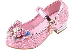 FRAUIT Scarpe Bambina Con Tacco Principessa Carnevale Paillettes Scarpe Estive Ragazza Glitter Scarpette Cerimonia Primavera Sandalo Bambino Per Feste O Battesimi