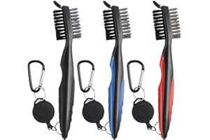 Dadabig 3Pcs Limpiador de Palos de Golf, Golf Accesorios Cepillo Limpiar Palos de Golf con Punta y Mosquetón de Aluminio (Negro,Azul,Rojo)