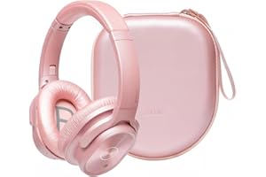 ZIHNIC Noise Cancelling Headphones Bluetooth 5.3, Lightweight Wireless Headset Over-ear with Low Latency Game Mode,Long Playtime (Rose)